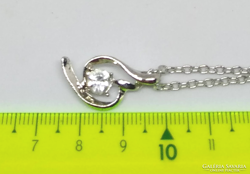Silver-plated necklace with white cz crystal pendant