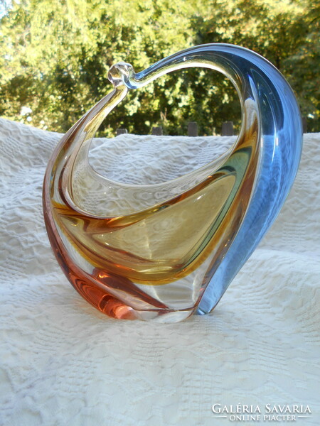 Offering basket designed by Czech glass artist Frantisek Zemek - beautiful handcrafted, solid piece.