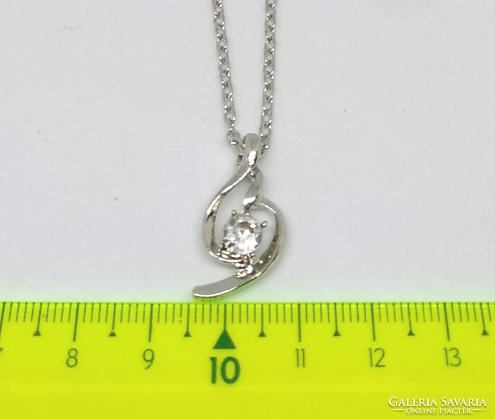 Silver-plated necklace with white cz crystal pendant