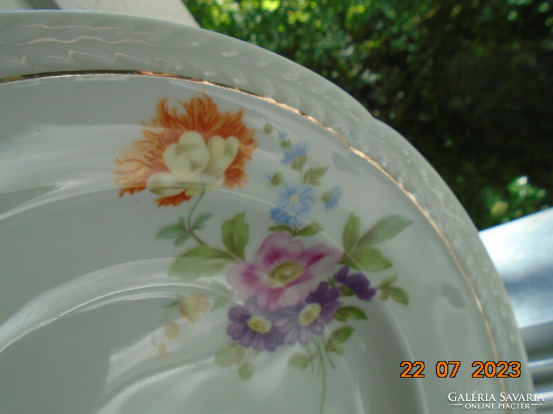 1908 Rosenthal thomas hand-painted Meissen flower pattern, embossed empire leaf edge pattern deep plate