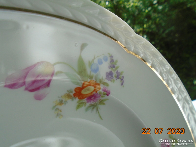Rosenthal thomas deep plate hand-painted Meissen flower pattern, convex empire leaf rim