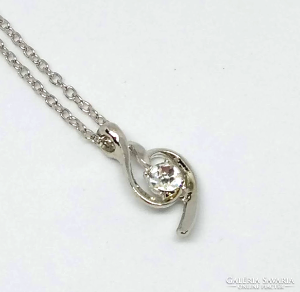 Silver-plated necklace with white cz crystal pendant