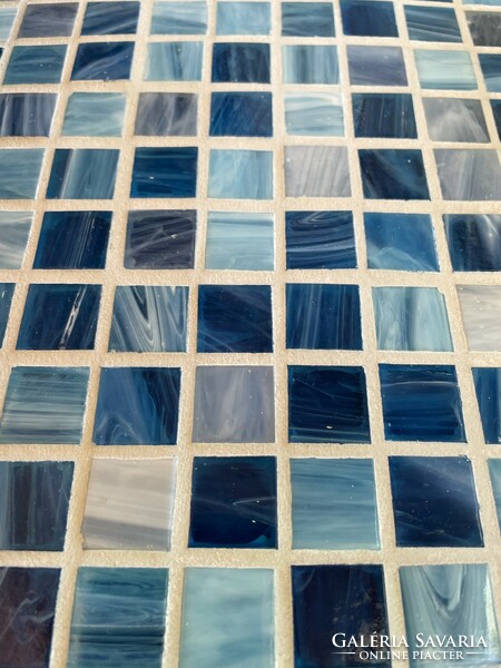 Egyedi stílusos Kézműves ajándék kék üveg Mozaik fa tálca