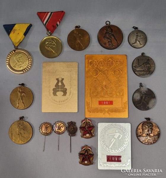 18 sports medals, badges, awards in one from 1952