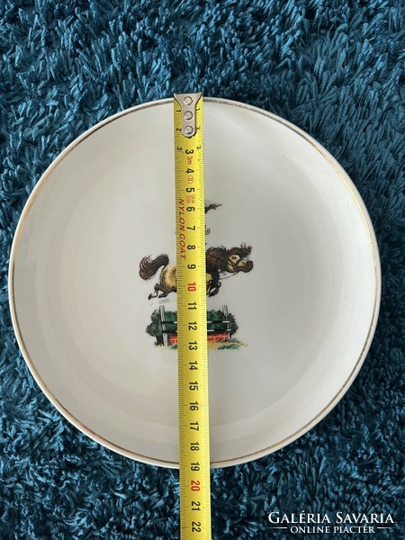Hollóháza porcelain children's plate with a horse pattern, fairy tale plate