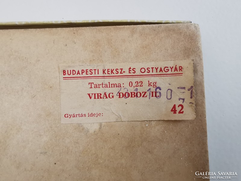 Budapesti keksz- és ostyagyár VIRÁG DOBOZ II., pipacsos papírdoboz 20x14x2,5 cm