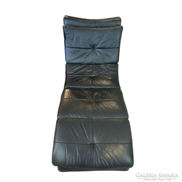 Black leather lounge chair - b388