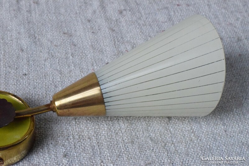 Rare wall arm, wall lamp, retro 60s, striped glass shade, built-in switch, 25.5x14x11cm
