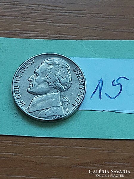 Usa 5 cents 1974 thomas jefferson, copper-nickel 15