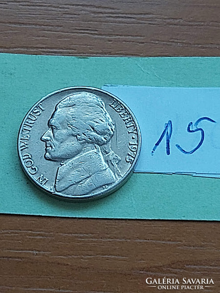 Usa 5 cents 1975 thomas jefferson, copper-nickel 15