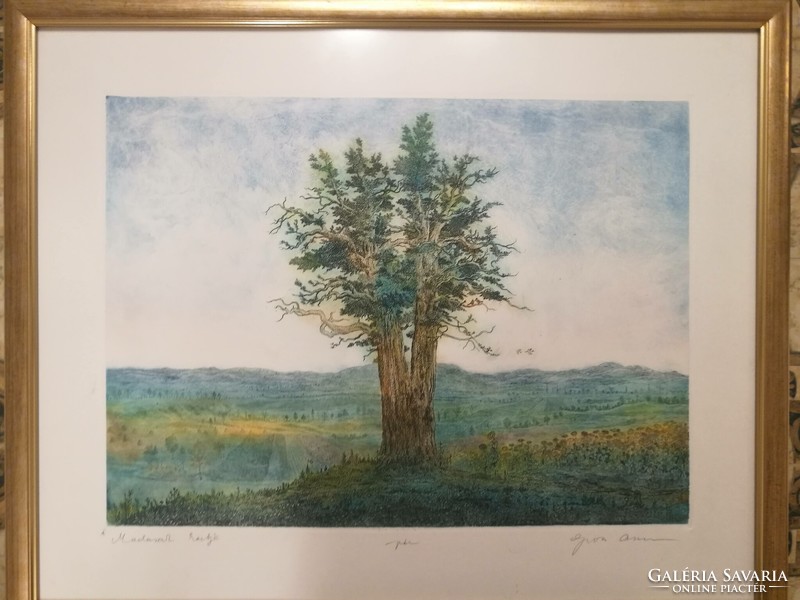 Gross arnold bird garden/solitary oak etching, rarity