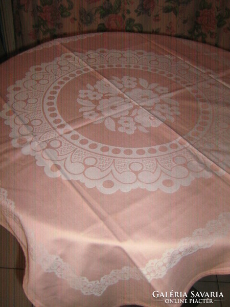 Beautiful vintage pink floral damask tablecloth