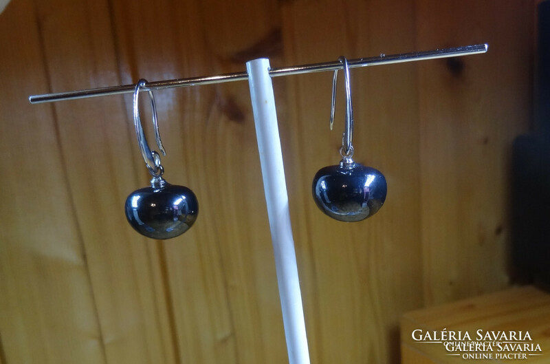 Hematite mineral earrings with hook.