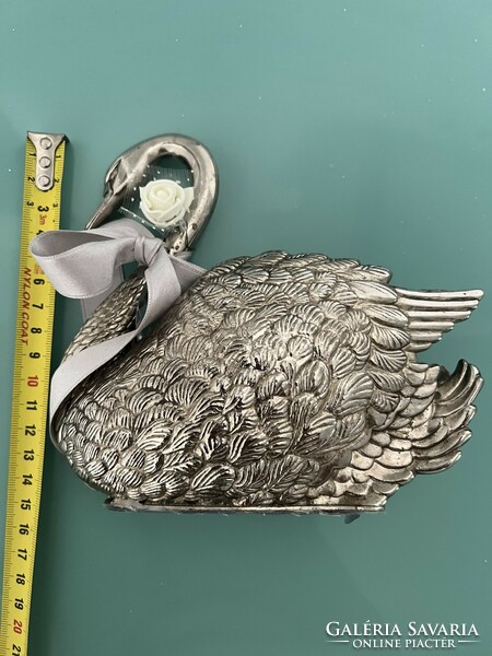 A wonderful silver napkin holder swan