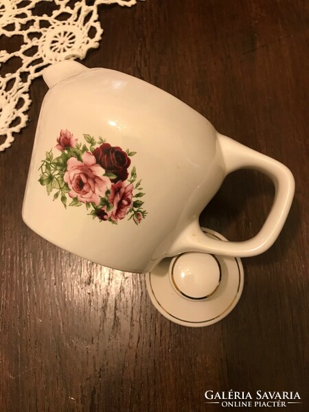 Porcelain coffee pot/bottle coffee maker with spout, floral decor. Undamaged condition.