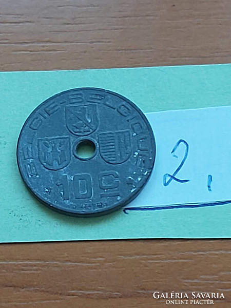 Belgium belgie - belgique 10 centimes 1944 ww ii. Zinc, iii. King Leopold II