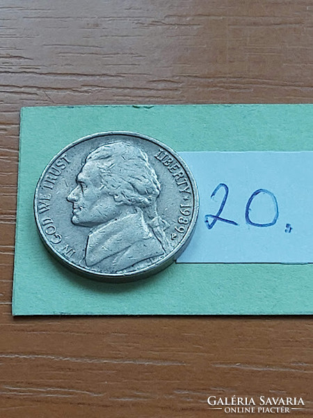 Usa 5 cents 1989 / p, thomas jefferson, copper-nickel 20