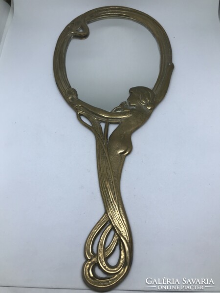 Art Nouveau copper mirror