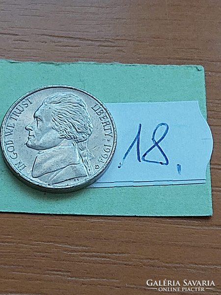 Usa 5 cents 1994 / d thomas jefferson, copper-nickel 18