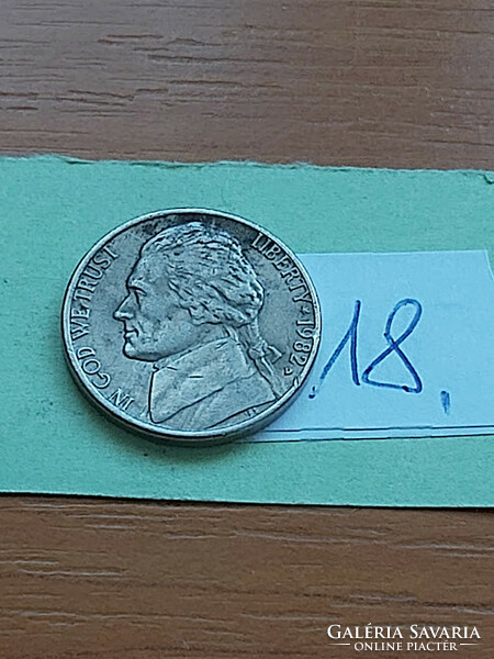 Usa 5 cents 1982 / d thomas jefferson, copper-nickel 18