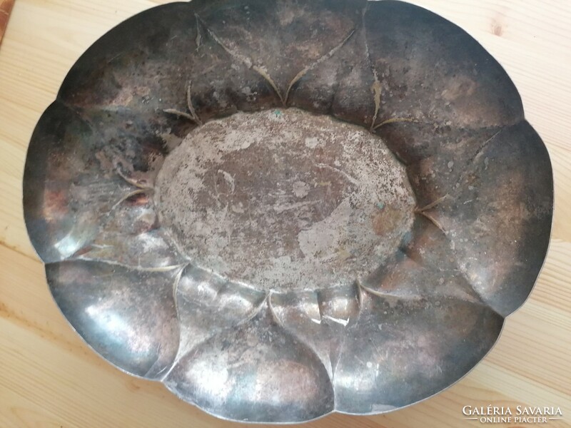 Antik Berndorf ezüstözött ovális alpakka asztalközép 27x22x5cm