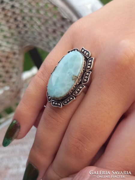 8 silver ring made of Larimár gemstone from the Dominican Republic!