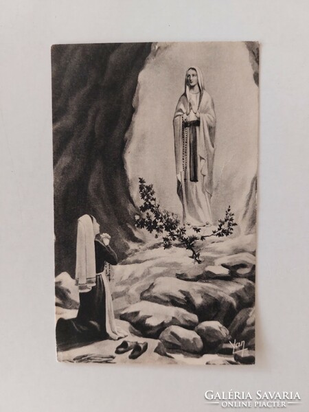 Régi vallási képeslap Lourdes Mária és Bernadette
