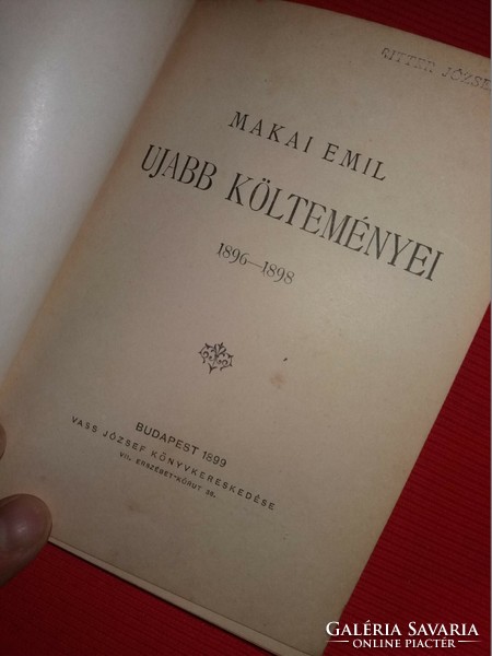 Antik 1898 Makai Emil Újabb költeményei RITKA Markovits és Garai a képek szerint