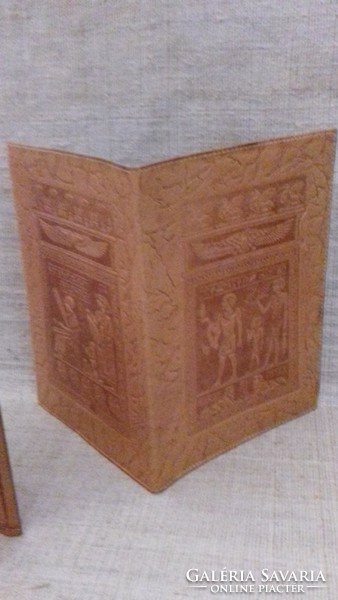 Hand-made silk-lined leather file book cover with a matching document folder