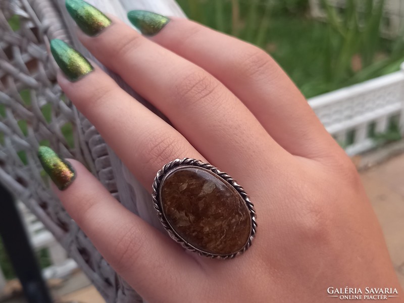 Ezüst gyűrű valódi mátrixos  bronzit kővel!