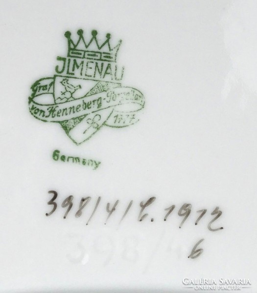 1N586 old jlmenau lemon yellow porcelain center serving bowl 1912