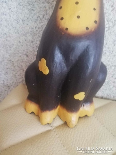 Large carved and painted wooden cat statue