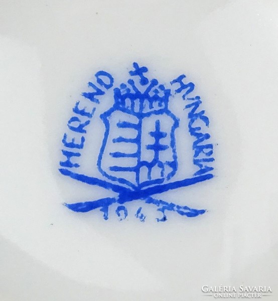1N580 Régi petrezselymes Herendi porcelán bonbonier 1943