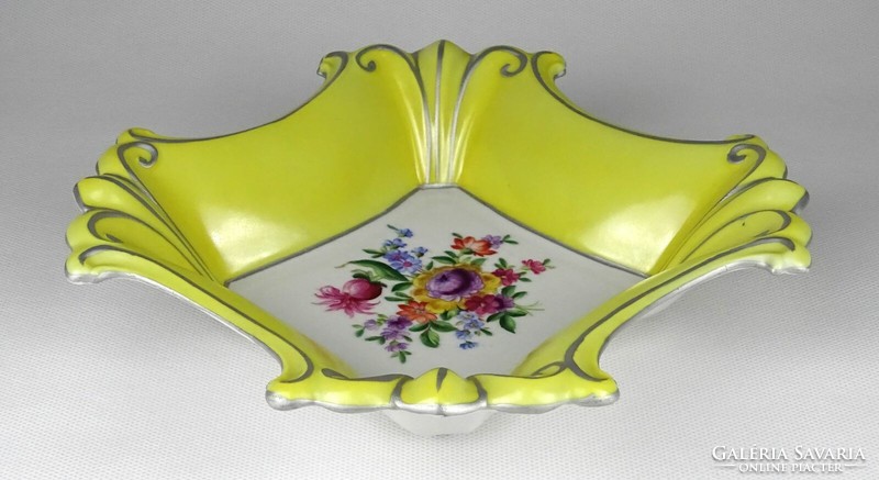 1N586 Régi Jlmenau citromsárga porcelán asztalközép kínáló tál 1912