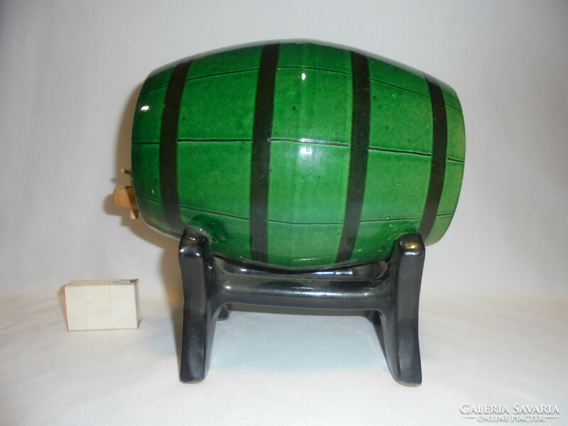 Retro glazed ceramic wine barrel, barrel