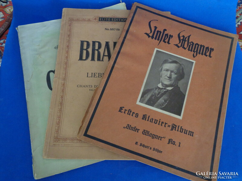 Wagner, Brahms, black sheet music