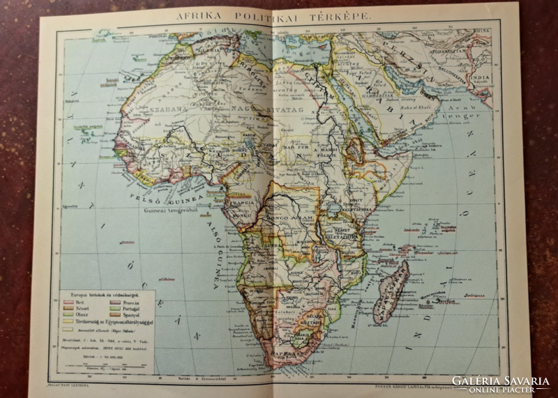 "Afrika politikai térképe" térkép melléklet a Pallas lexikonból