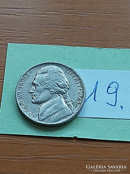 Usa 5 cents 1985 / p, thomas jefferson, copper-nickel 19