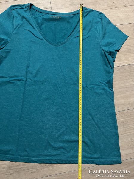 V-neck turquoise cotton top t-shirt