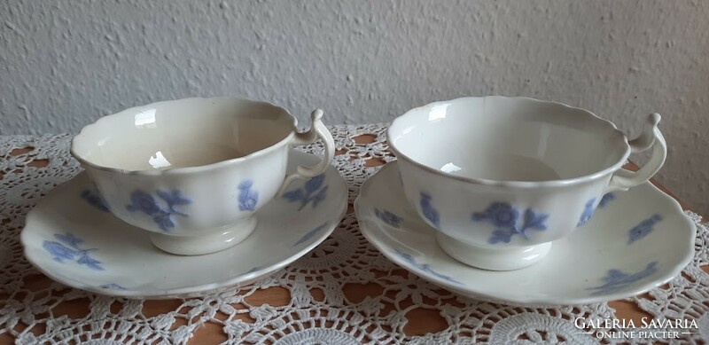 Porcelain teacup sets, with plastic painted flower decoration, without markings, with small flaws