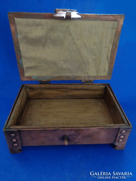 Old treble - riveted lockable treasure chest