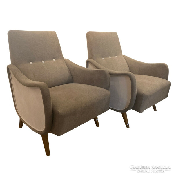 Retro renovated double armchair with gray base - 1960s - b25