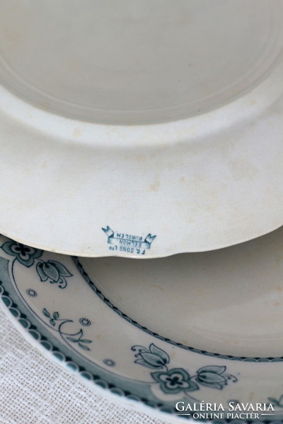 Ritkaság! Antik angol fajansz, Ford & Sons, Burslem 27 cm-es lapos tányérok, Belmont dekor