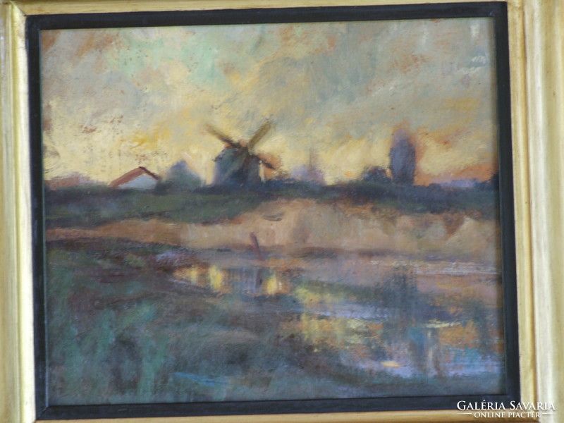Miklós Csikós: windmill, oil painting (071125)