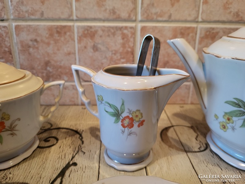 Zsolnay manó füles virágos teás készlet