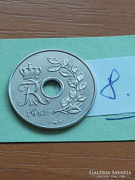Denmark 25 öre 1967 copper-nickel, ix. King Frederick 8