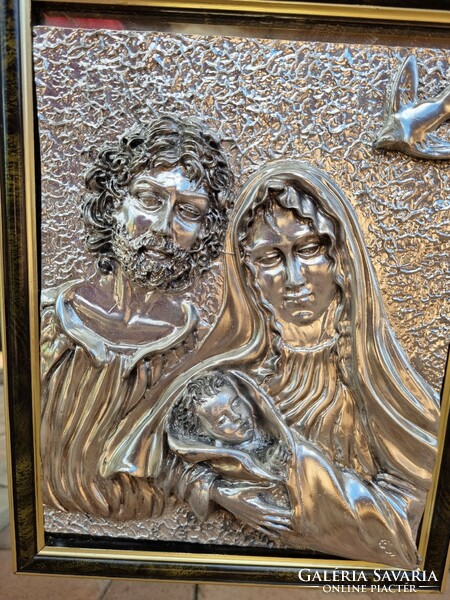 Silver-plated? Saint image with mirror