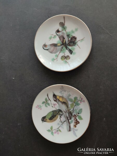 2 db madarakat ábrázoló porcelán fali tányér - EP