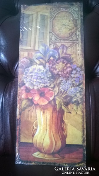 Dekoratív lemezkép -Virágcsokor vázában  m 20x51 cm