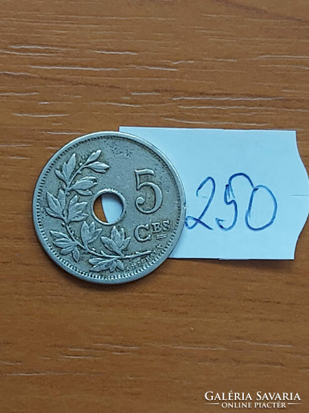 Belgium belgique 5 cemtimes 1905 copper-nickel, ii. King Leopold 250